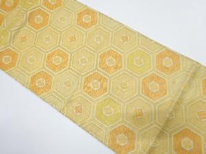 アンティーク　亀甲に草花模様織り出し袋帯（着用可）